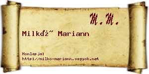 Milkó Mariann névjegykártya