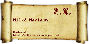 Milkó Mariann névjegykártya